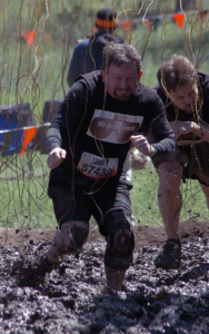 Mark running the 2013 Austin Tough Mudder. Yes, those are live electrical wires. 